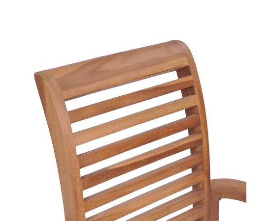 Scaune de masă cu perne, 2 buc., crem, lemn masiv de tec, 8 image
