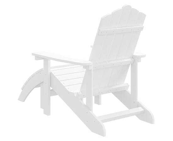 Scaun de grădină adirondack cu suport pentru picioare alb hdpe, 5 image
