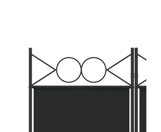 Paravan de cameră cu 6 panouri, negru, 240x220 cm, textil, 7 image