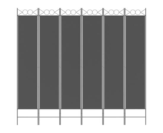 Paravan de cameră cu 6 panouri, negru, 240x220 cm, textil, 3 image