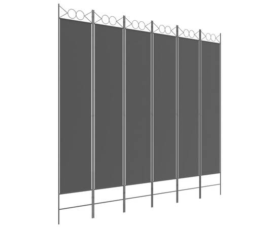 Paravan de cameră cu 6 panouri, negru, 240x220 cm, textil, 2 image