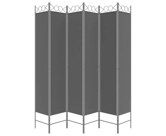 Paravan de cameră cu 6 panouri, negru, 240x220 cm, textil, 4 image