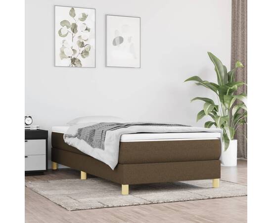 Pat box spring cu saltea, maro închis, 90x190 cm, textil