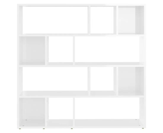 Bibliotecă/separator cameră, alb extralucios, 105x24x102 cm, 5 image