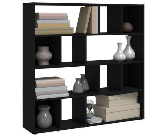 Bibliotecă/separator cameră, negru, 105x24x102 cm, 4 image