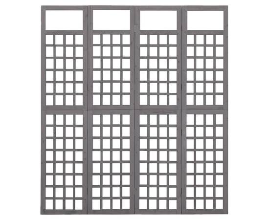 Separator cameră cu 4 panouri, gri, 161x180 cm nuiele lemn brad, 2 image