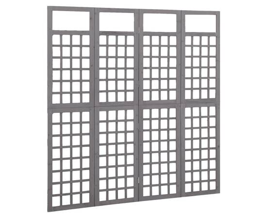 Separator cameră cu 4 panouri, gri, 161x180 cm nuiele lemn brad, 3 image