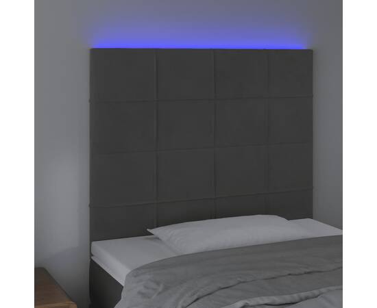 Tăblie de pat cu led, gri închis, 100x5x118/128 cm, textil, 3 image