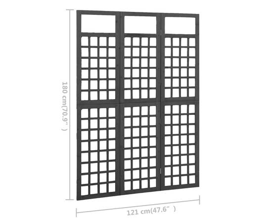 Separator cameră cu 3 panouri negru 121x180 cm nuiele lemn brad, 6 image