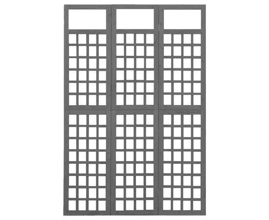 Separator cameră cu 3 panouri negru 121x180 cm nuiele lemn brad, 3 image