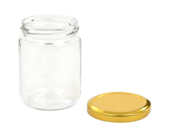 Borcane din sticlă pentru gem, capac auriu, 48 buc., 230 ml, 5 image