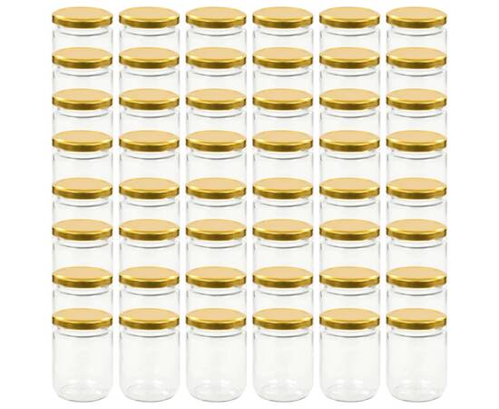 Borcane din sticlă pentru gem, capac auriu, 48 buc., 230 ml, 2 image