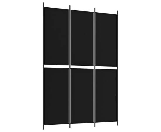 Paravan de cameră cu 3 panouri, negru, 150x220 cm, textil, 2 image