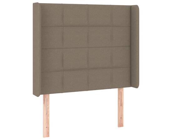 Pat cu arcuri, saltea și led, gri taupe, 90x190 cm, textil, 7 image