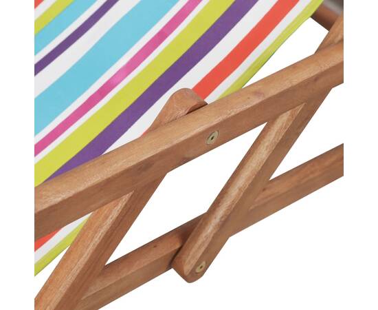Scaun de plajă pliabil, multicolor, textil și cadru din lemn, 8 image