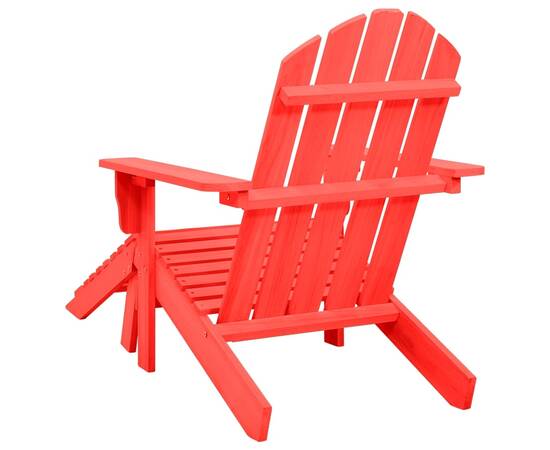 Scaun de grădină adirondack cu taburet, roșu, lemn masiv brad, 4 image