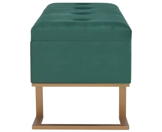 Banchetă cu un compartiment de depozitare verde 105 cm catifea, 4 image