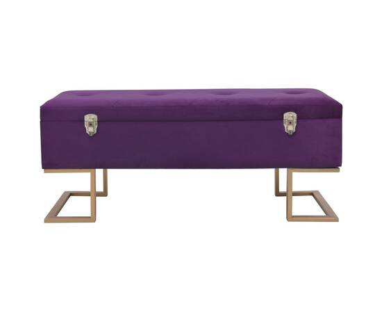 Banchetă cu un compartiment de depozitare violet 105cm catifea, 3 image