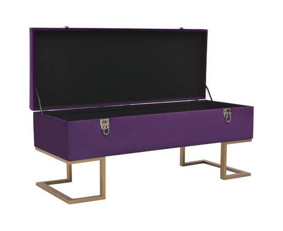 Banchetă cu un compartiment de depozitare violet 105cm catifea, 2 image