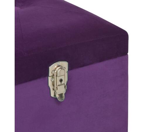 Banchetă cu un compartiment de depozitare violet 105cm catifea, 6 image
