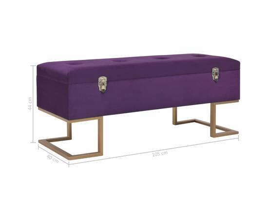 Banchetă cu un compartiment de depozitare violet 105cm catifea, 7 image