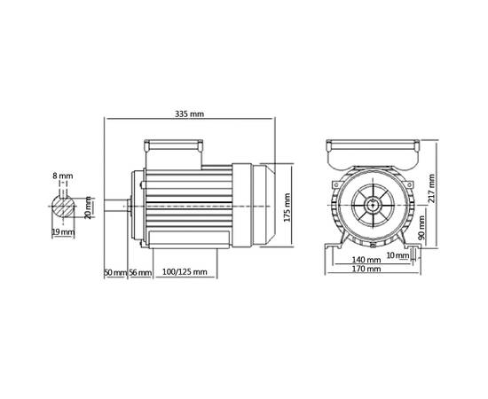 Motor electric monofazat aluminiu 1,5kw / 2cp 2 poli 2800 rpm, 8 image