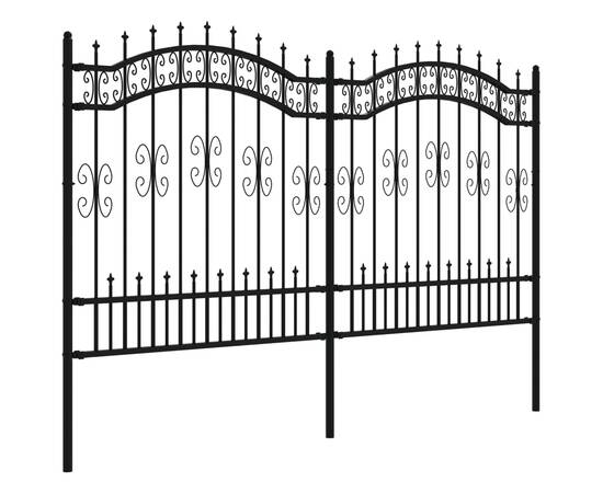 Gard grădină cu vârfuri negru 165 cm oțel vopsit electrostatic, 3 image