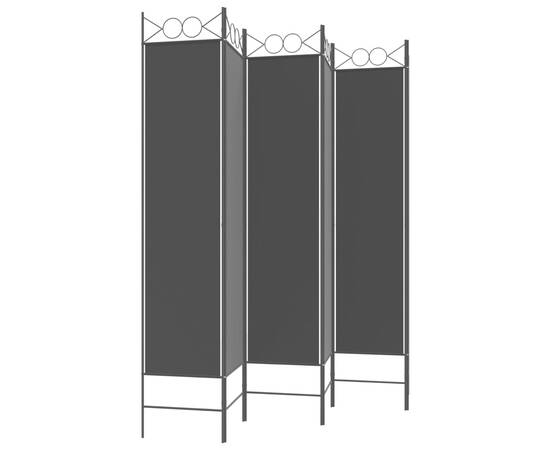 Paravan de cameră cu 6 panouri, negru, 240x200 cm, textil, 5 image
