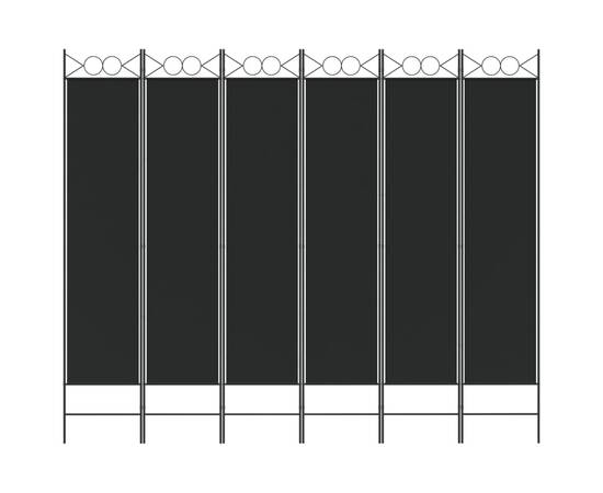 Paravan de cameră cu 6 panouri, negru, 240x200 cm, textil, 3 image