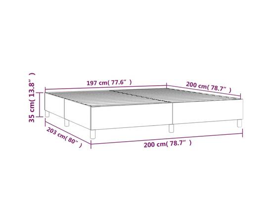 Cadru de pat box spring, alb, 200x200 cm, piele ecologică, 9 image