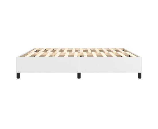 Cadru de pat box spring, alb, 200x200 cm, piele ecologică, 6 image
