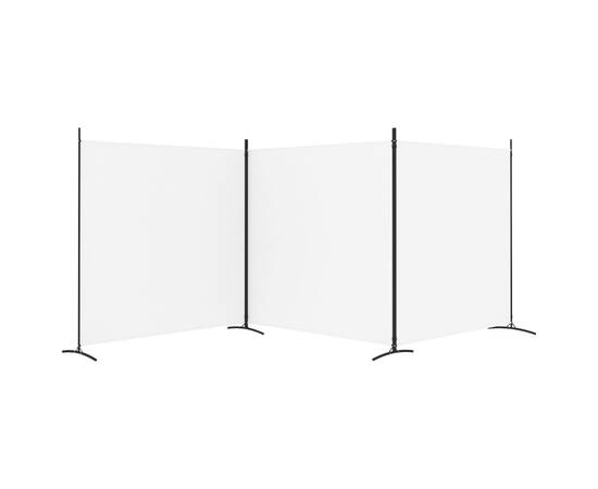 Paravan de cameră cu 3 panouri, alb, 525x180 cm, textil, 4 image