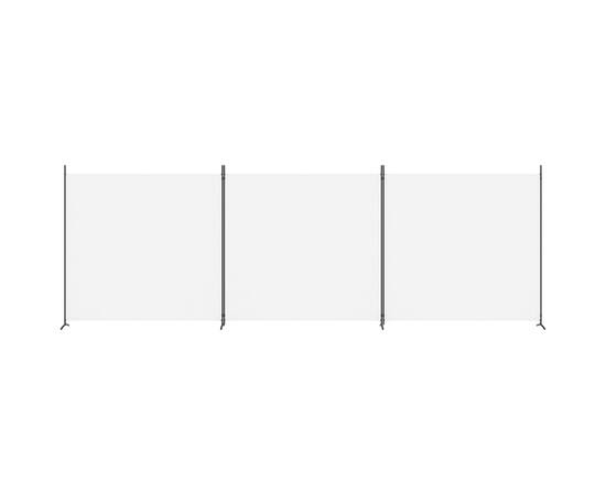 Paravan de cameră cu 3 panouri, alb, 525x180 cm, textil, 3 image