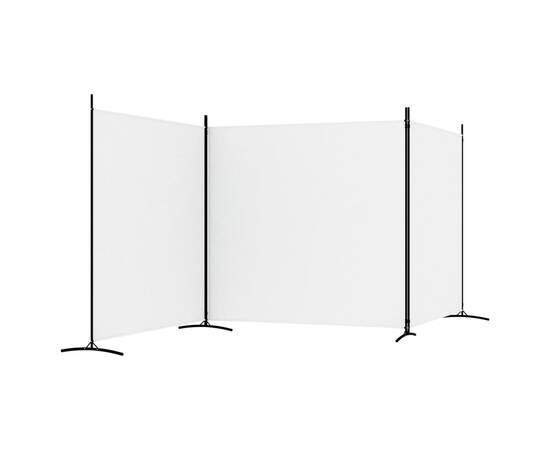Paravan de cameră cu 3 panouri, alb, 525x180 cm, textil, 5 image