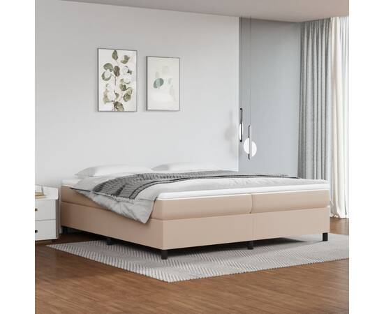 Cadru de pat box spring, cappuccino, 200x200cm, piele ecologică