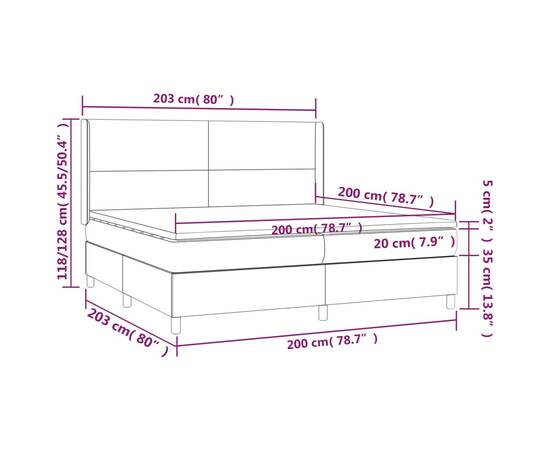 Pat box spring cu saltea, negru, 200x200 cm, piele ecologică, 8 image