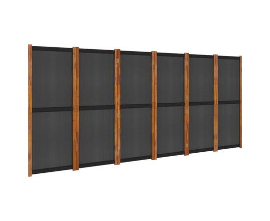 Paravan de cameră cu 6 panouri, negru, 420x180 cm, 2 image
