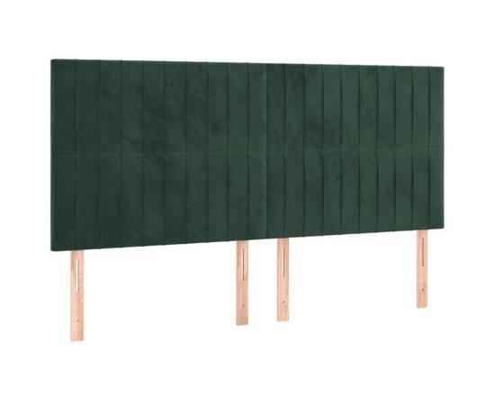 Pat box spring cu saltea, verde închis, 200x200 cm, catifea, 6 image