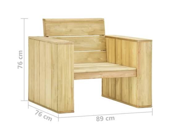 Scaun de grădină cu perne, gri, lemn de pin tratat, 7 image