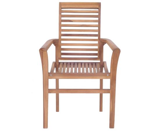Scaune de masă cu perne, 4 buc, alb crem, lemn masiv de tec, 6 image