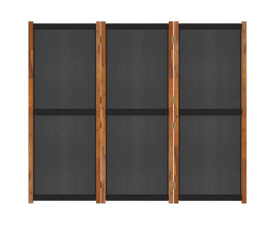 Paravan de cameră cu 3 panouri, negru, 210x180 cm, 6 image