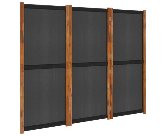 Paravan de cameră cu 3 panouri, negru, 210x180 cm, 2 image
