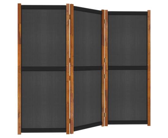 Paravan de cameră cu 3 panouri, negru, 210x180 cm, 4 image