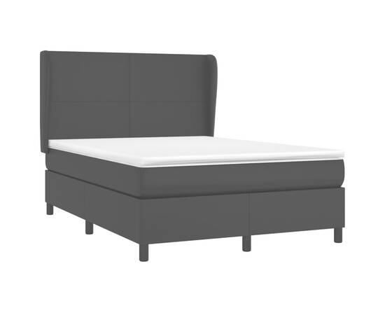 Pat box spring cu saltea, negru, 140x190 cm, piele ecologică, 3 image