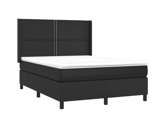 Pat box spring cu saltea, negru, 140x190 cm, piele ecologică, 4 image