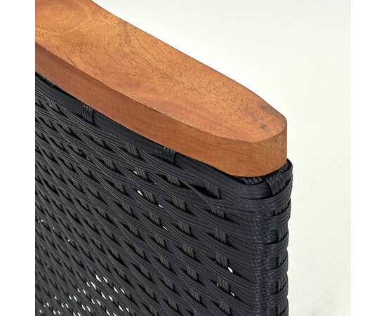Scaune de masă pentru grădină, 4 buc., negru, poliratan, 7 image