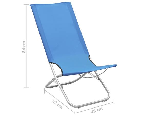 Scaune de plajă pliante, 2 buc., albastru, material textil, 8 image