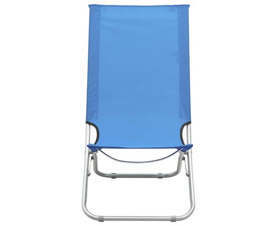 Scaune de plajă pliante, 2 buc., albastru, material textil, 3 image
