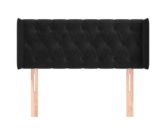 Tăblie de pat cu aripioare negru 103x16x78/88 cm catifea, 3 image