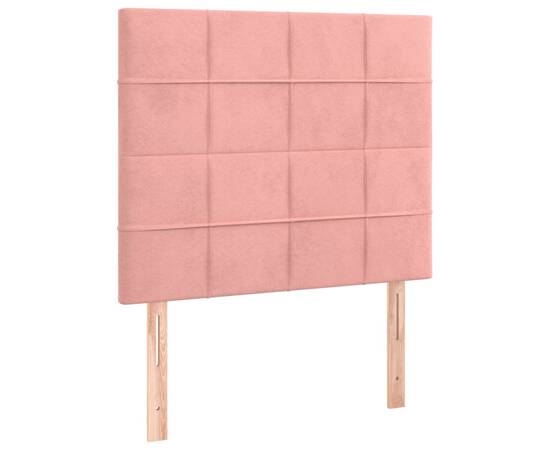 Tăblie de pat cu led, roz, 100x5x118/128 cm, catifea, 4 image